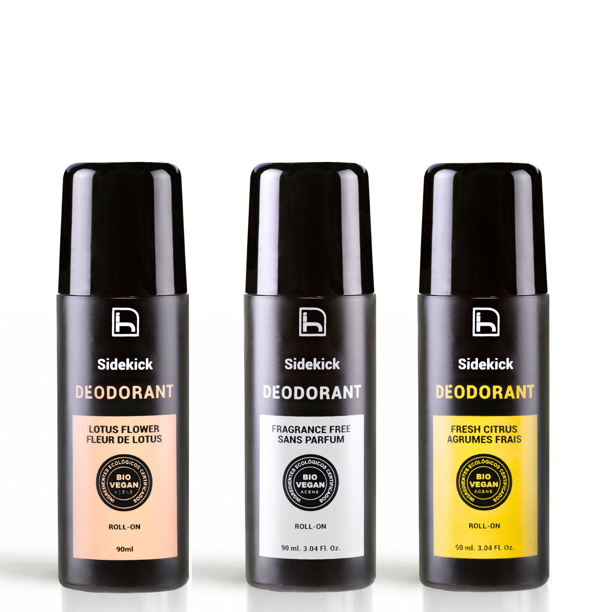 Desodorantes para hombre naturales y veganos certificados. Sin aluminio y sin alcohol. Eficaz fórmula antibacteriana contra el mal olor. Sin parabenos. Formato roll on.