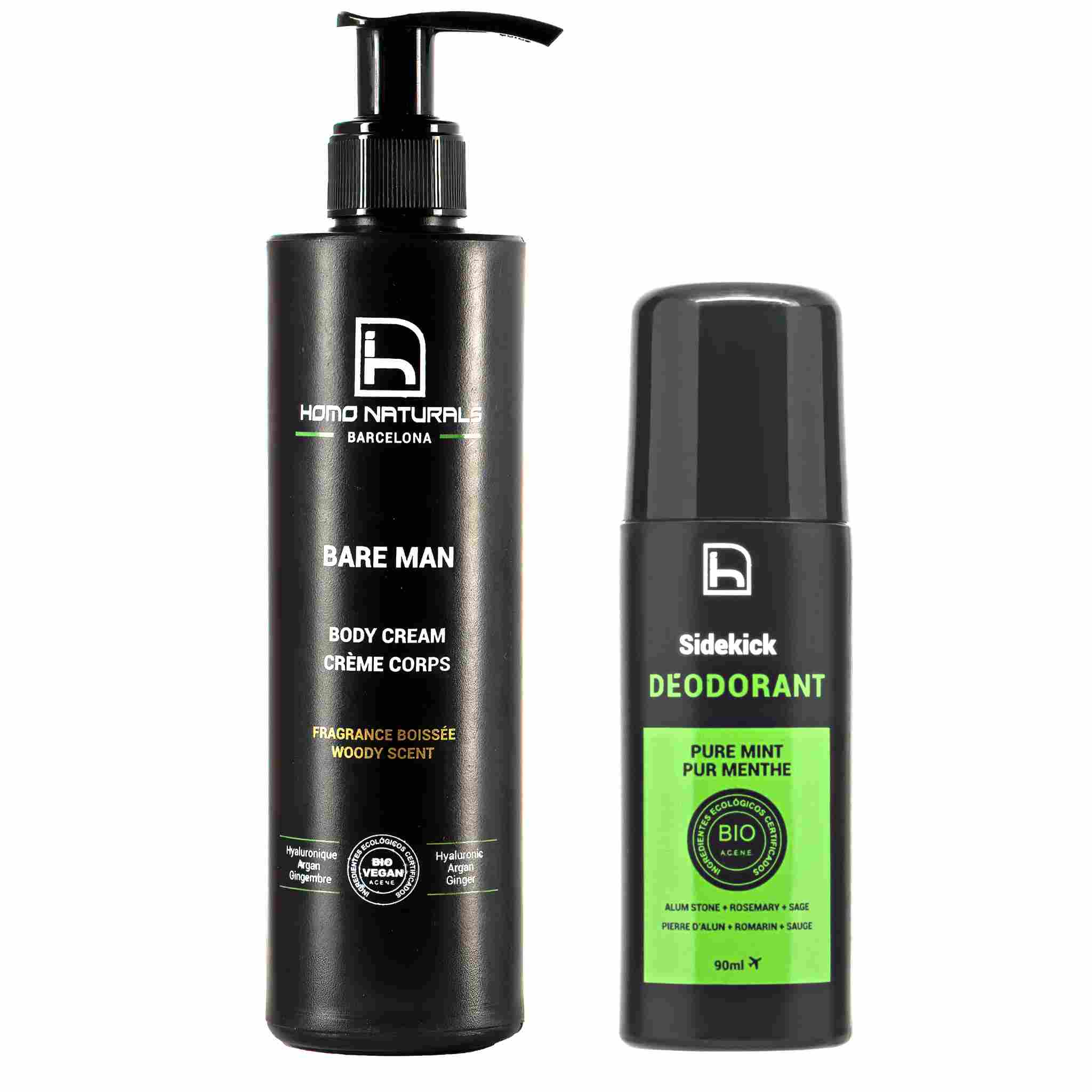 Desodorante ecologico para hombre en roll on y crema corporal para hombre