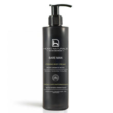 Crema corporal para hombre Bare Man de Homo Naturals. Formulada para hidratar la piel y ayudar a mantenerla suave y confortable. 100% natural, sin derivados del petroleo, sin parabenos. Con certificación bio + vegan.