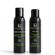 Pack de cuidado íntimo diario para hombre de Homo Naturals con jabón íntimo y crema íntima reparadora para la higiene diaria y el cuidado de la zona íntima masculina.